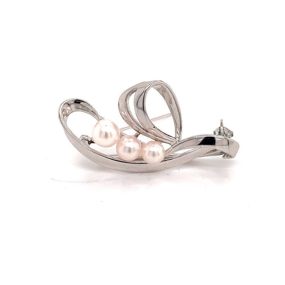 Mikimoto Estate Akoya Pearl Brooch Pin Sterling Silver 6mm 4.89 gr M186